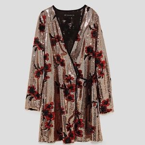 New ZARA Crossover Dress with Sequins Dress
